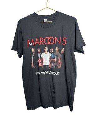 Maroon 5 2015 World Tour American Apparel Black  T-Shirt Size Medium